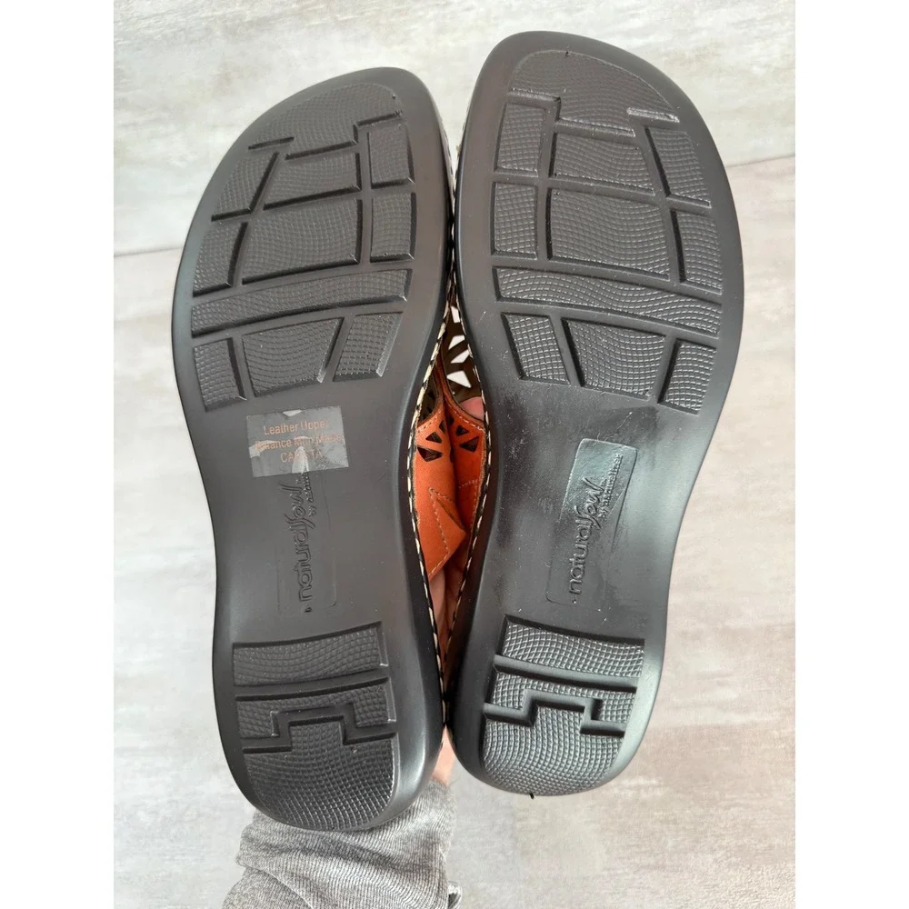 Natural Soul Women's Sandals Thong Coral‎ Leather Cutout Comfort Casual Shoes